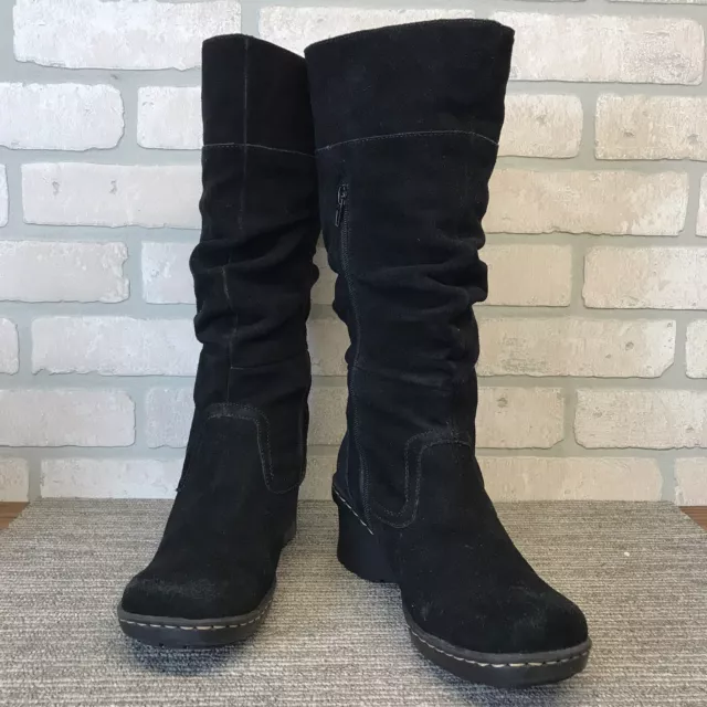 BareTraps Cassine Black Suede Faux Fur Tall Boots Women's Size 9 M