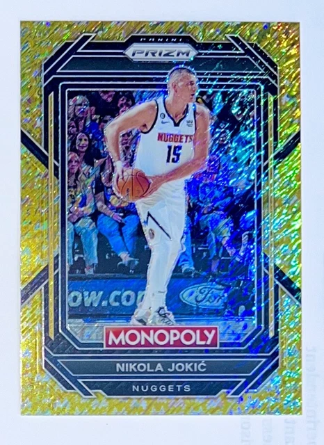 2022-23 Panini Prizm Monopoly Nikola Jokic #22 Gold Money Shimmer 267/500 Mint