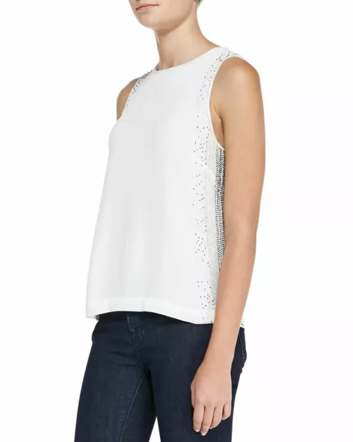 NWT French Connection Glitter Dash Beaded Top Winter White Sz 6 2