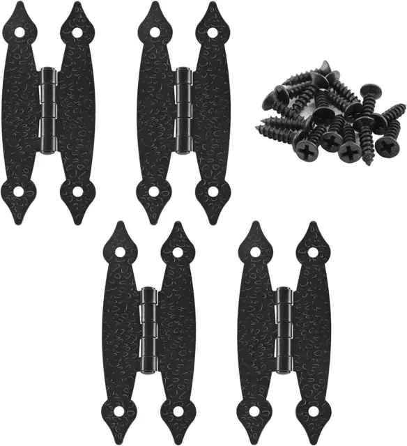 4 Pack 3.5 Inch Black Antique H Hinges Cold Rolled Steel Cabinet Hinge Flat Hing