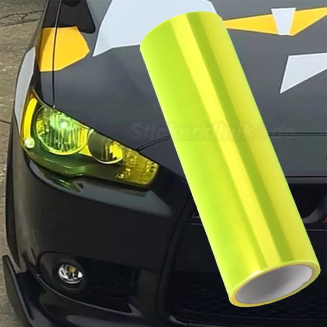 NEON GELBE TÖNUNGSFOLIE Scheinwerfer Folie für Auto Nebelscheinwerfer Tönen  Gelb EUR 9,89 - PicClick FR