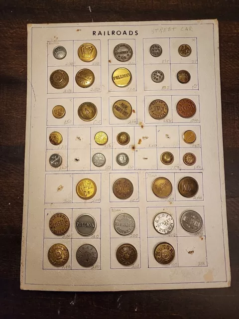 37 Vintage Railway Railroad Buttons Cufflinks. PL VC NY Boston Chicago POD GR&I