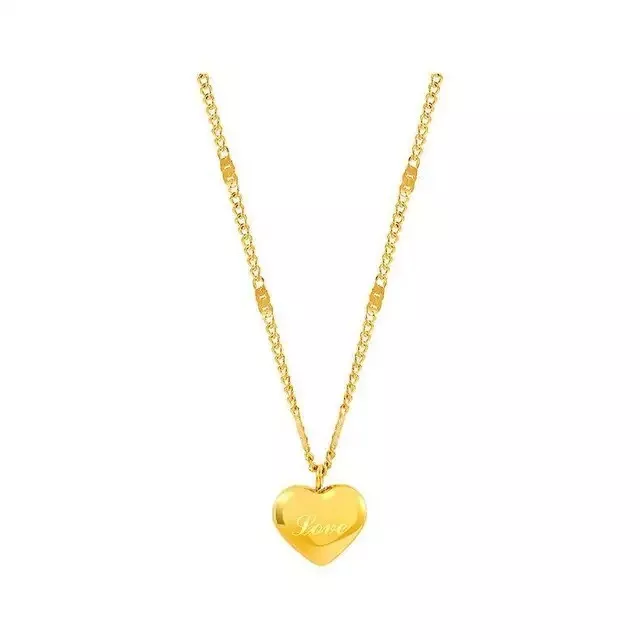 Gold Colour Stainless Steel Love Heart Necklaces For Women 2024 Fashion/Gift 2