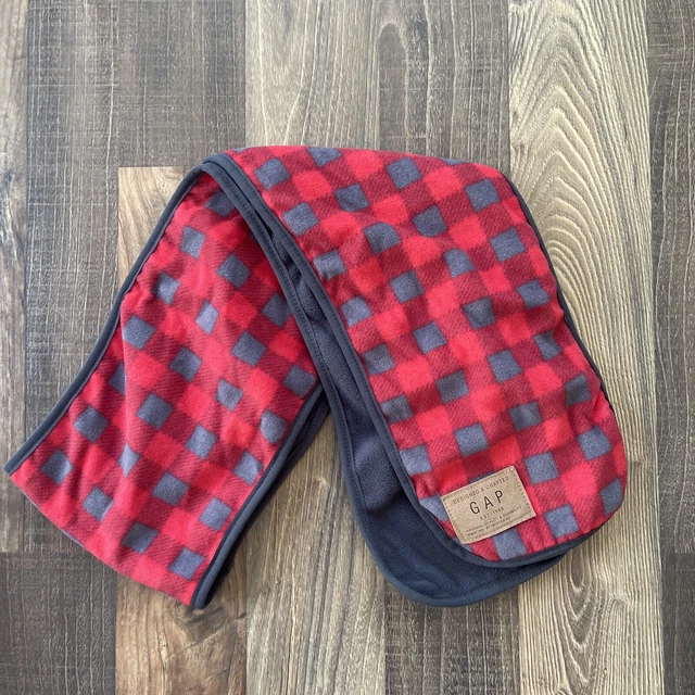 Gap Kids Scarf Youth One Size Fleece Soft Red and Gray