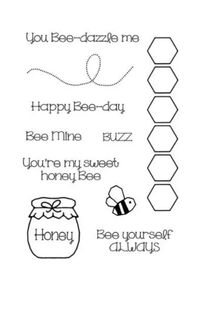 Woodware Sweet Honey Bee 10 Pc Clear Stamp Set Birthday Valentine Card Making