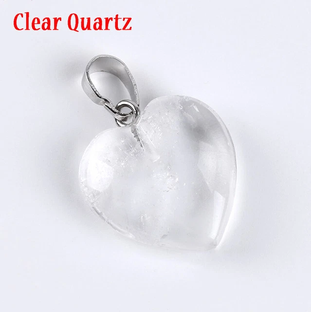 Quartz Heart Pendant Necklace Gemstone Natural Stone Crystal Chakra Healing