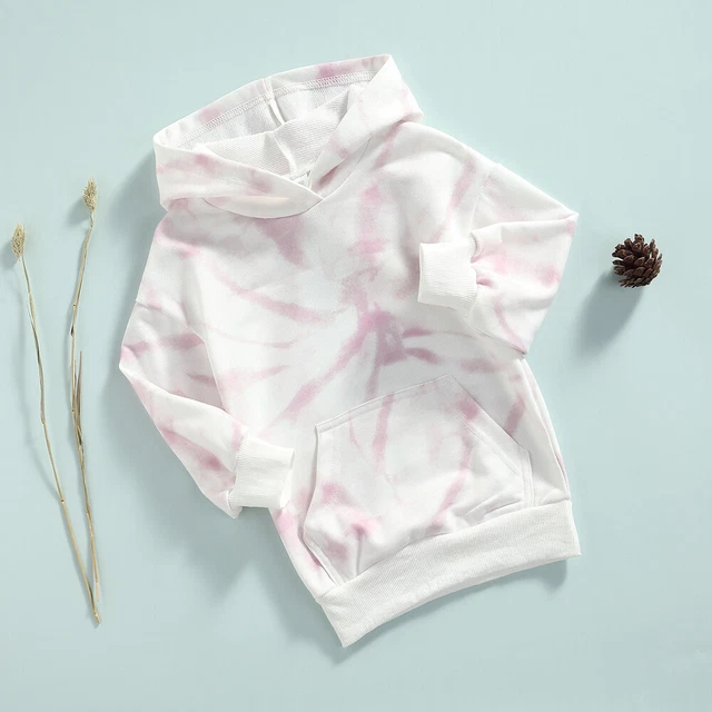 Felpe pullover a maniche lunghe con cappuccio tagliate bambina stampa tie-dye