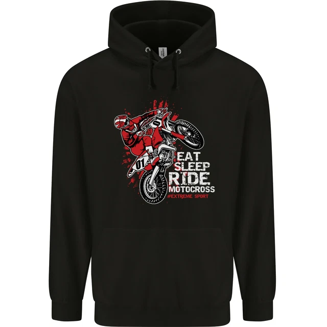 Eat Sleep Ride Motocross Dirt Bike Motox Uomo Felpa