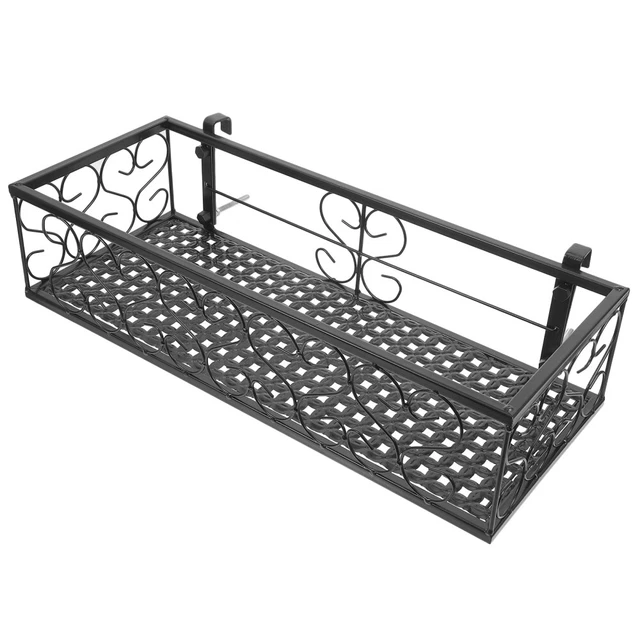 Fityle Panier Suspendu Rond En Fer Noir 20cm - Jardinière Pour Balcon, Clôture Et Terrasse, Support Pot De Fleurs Solide
