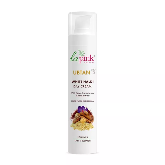 La Pink Ubtan White Haldi Day Cream Removes Tan, Blemishes With Kesar & Rose 50g