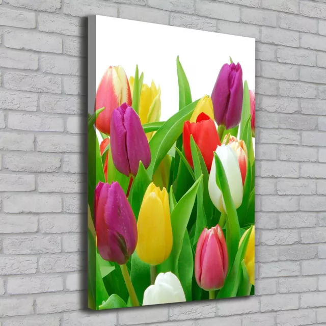 Leinwand-Bild Kunstdruck Hochformat 70x100 Bilder Bunte Tulpen