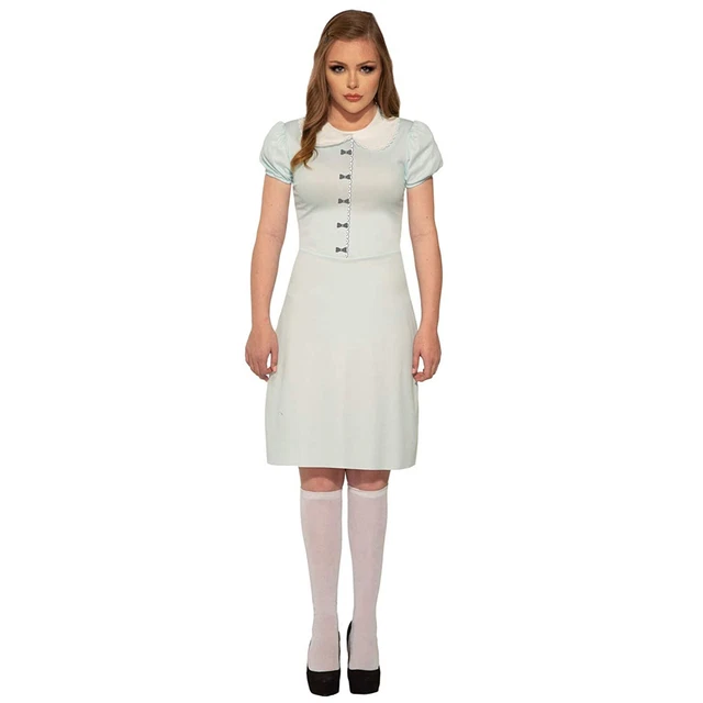 Womens Haunted Creepy Twin Sister Ghost Scary Halloween Costume Pale Blue Dress