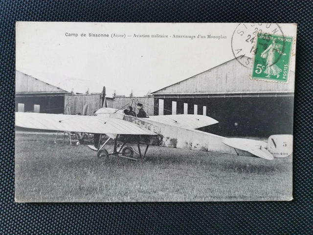 CPA 02 Camp de Sissonne - Aviation Militaire - Atterrissage d'un Monoplan