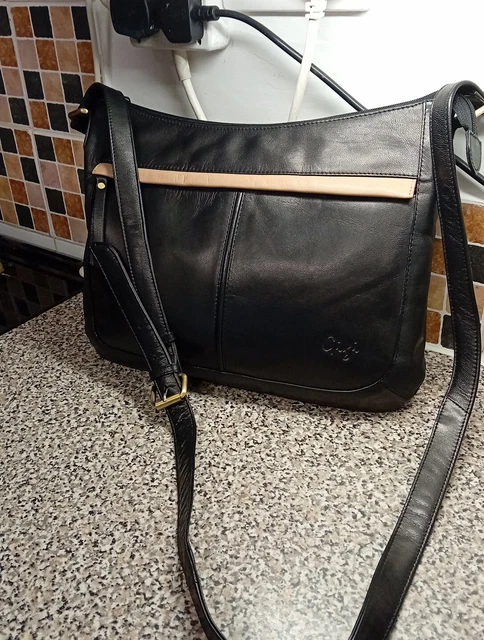 GIGI LARGE LEATHER Handbag Shoulder Bag Cross Body Messenger Black