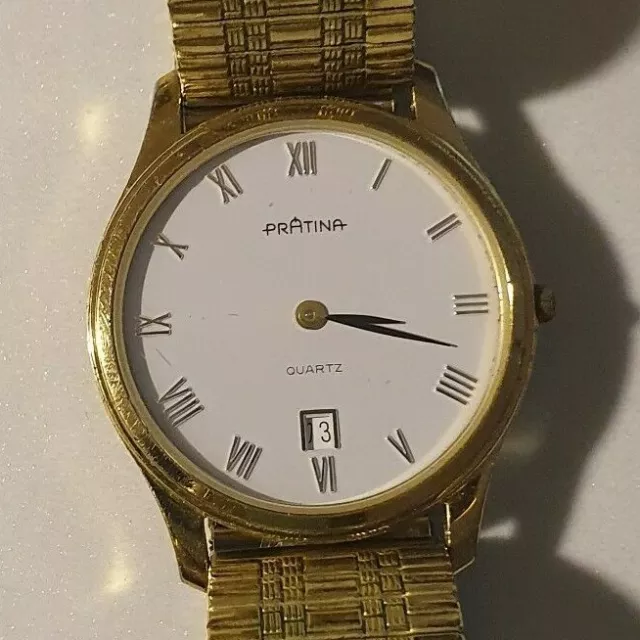 Armbanduhr Antik Herren Damen PRÄTINA Retro Gold Top Mens Vintage 35mm Fixoflex