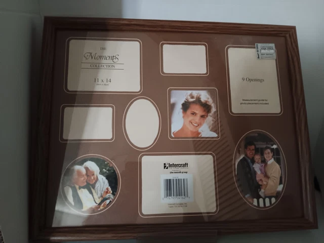 VTG NOS Sealed 80s Collage Picture Frame Woodgrain 11" x  14 " Holds 9 Photos