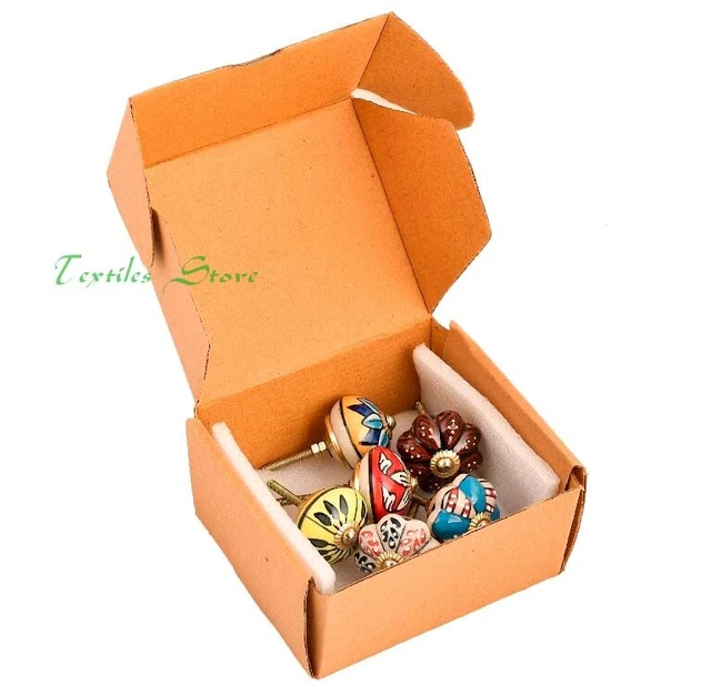 Hand Painted Lot of 10 Colorful Ceramic Cabinet Knobs Pulls Drawer Door Handles