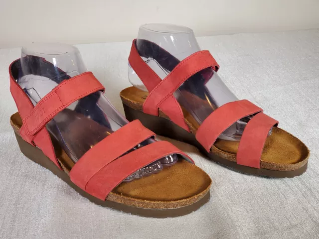 LNC NAOT Kayla Red Brick Nubuck Leather Wedge Sandals Women's Size US 10 EU 41 W