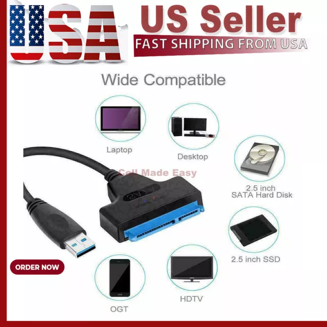 USB 3.0 to 2.5" SATA III Hard Drive Adapter Cable/UASP -SATA to USB3.0 Converter