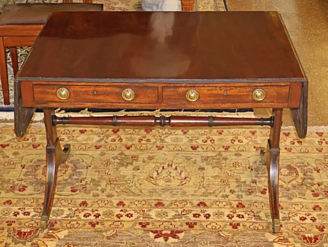 19th Century Mahogany Regency George III Style Drop Leaf Console Sofa Table