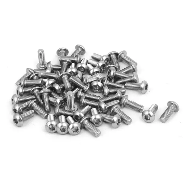 60pcs M3x8mm Acier inox Bouton Vis tête cylindrique six pans Hexagonale creux