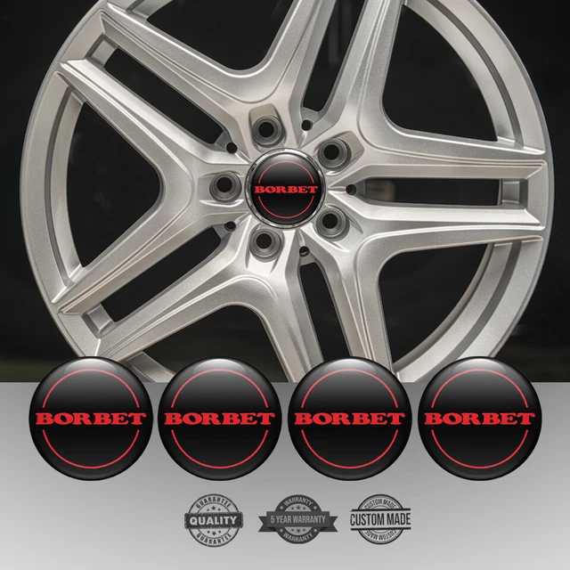 Set of 4 Silicone Center Wheel Cap Stickers Borbet Emblem Logo Decals Rims