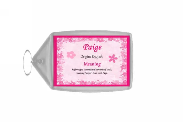 Paige Personalised Name Meaning Keyring