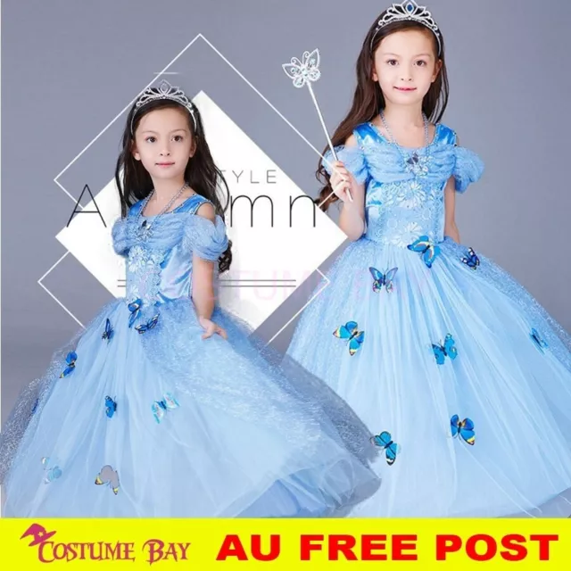 Kids Girls Cinderella Princess Cosplay Costume Party Birthday Book week Dress