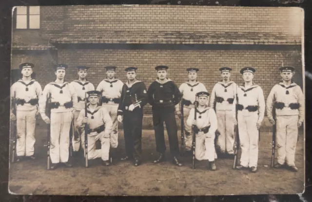 1908 Kiel Germany RPPC Real Picture Postcard Cover Our Marine Kaiserliche Navy