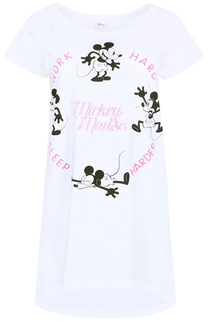 Camicia da notte da donna a maniche corte bianca Topolino Mickey Mouse DISNEY