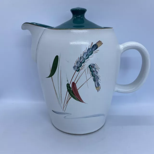 Vintage Denby Stoneware Large Coffee/tea Pot Greenwheat Pattern