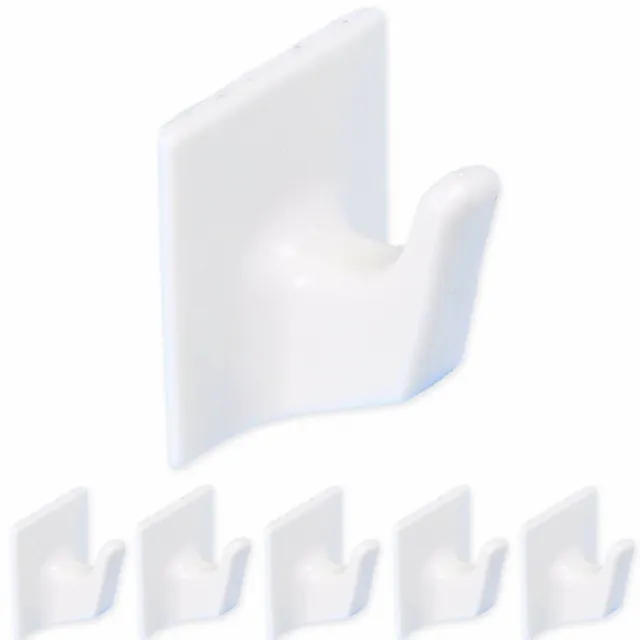 LARGE WHITE SELF ADHESIVE HOOKS X5 Wall Door Stick On Hanger Sticky Storage Pegs