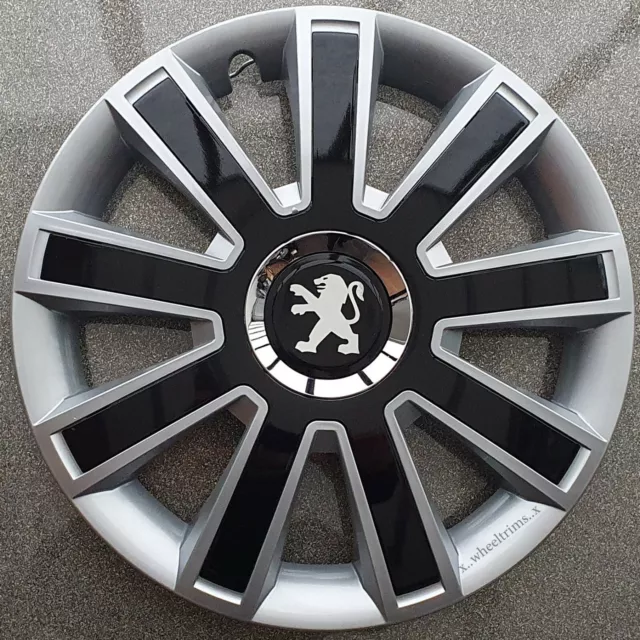 Silver/Black 15" wheel trims to fit Peugeot 308,Partner