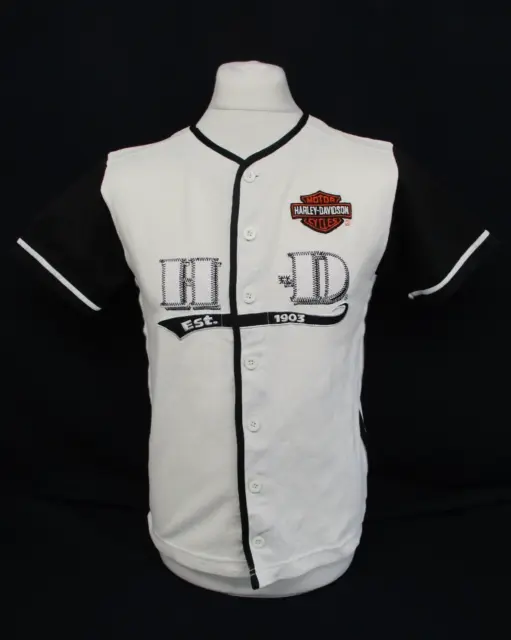 Maglietta da baseball Harley Davidson, T-shirt in tessuto a costine, piccola, adatta 38" petto