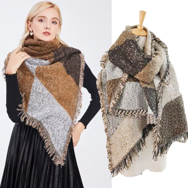 Winter Thickned Color Matching Scarf Warm Scarves Wool Pashmina Scarf Shawl