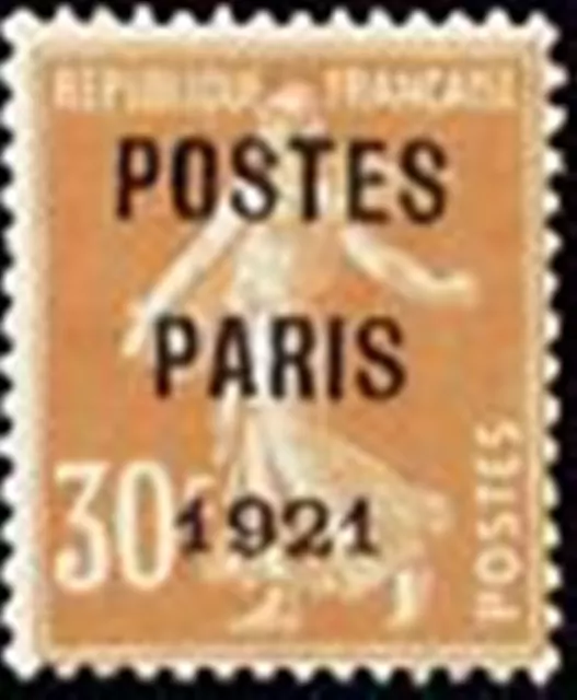 FRANCE PREOBLITERE TIMBRE STAMP N° 29 "TYPE SEMEUSE , SURCHARGE 30C" NEUF xx TTB