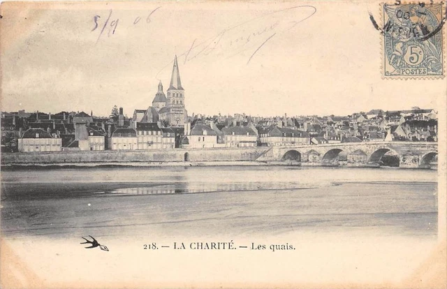 CPA 58 LA CHARITE LES QUAIS  (dos non divisé)