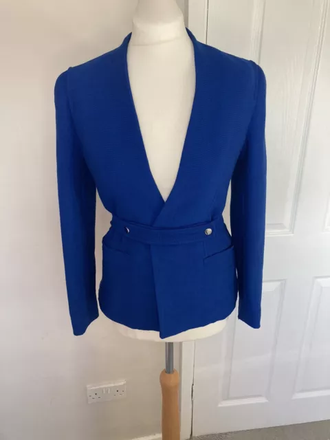Zara Jacket XS  UK 8-10 Cobalt Blue Blazer Belted Occasion Wedding Career