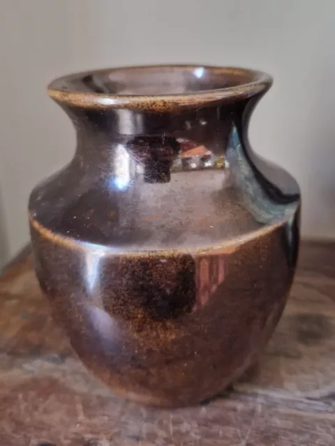 Vintage Prinknash Brown  Bronze Coloured Small Vase