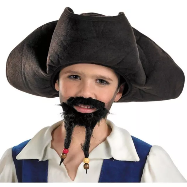 Disney Pirates Of The Caribbean Jack Sparrow Hat Mustache Goatee Beard Costume