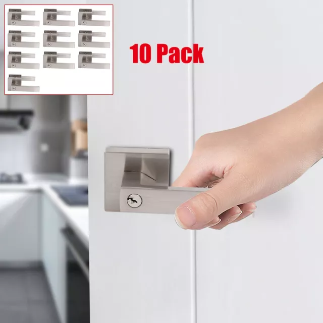 10 paquetes de palancas cuadradas de aleación de zinc para puerta con cerraduras de privacidad para hogar dormitorio baño