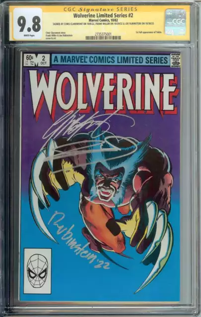 Wolverine Limited Series #2 SS CGC 9.8 Auto x3 Frank Miller Claremont Rubinstein