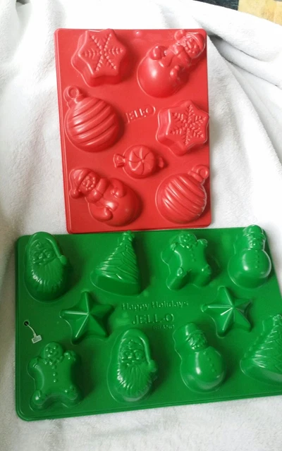 Moldes rojos y verdes de gelatina jigglers/caramelos para vacaciones de Navidad 2 diferentes
