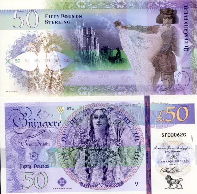 ENGLAND 50 Pounds Banknote World Paper Money FUN/ART Note Currency Guinever 2020
