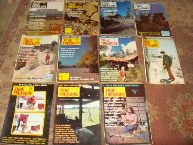 11 Back Issue Magazines - Long John Latham's TRUE TREASURE 1960's/70's - D18