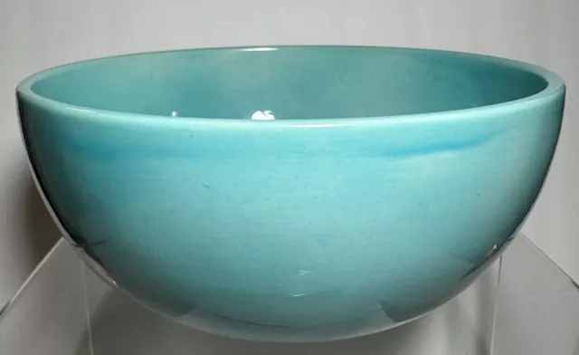 Vtg Stanley Kelloggs Studio Pottery Turquoise MCM Serving Bowl Petoskey Michigan