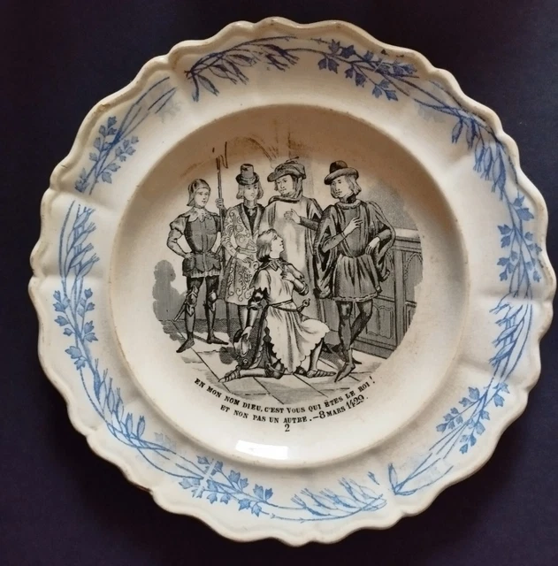 ANCIENNE ASSIETTE FAÏENCE Creil Montereau Jeanne d'Arc N°3 illustration