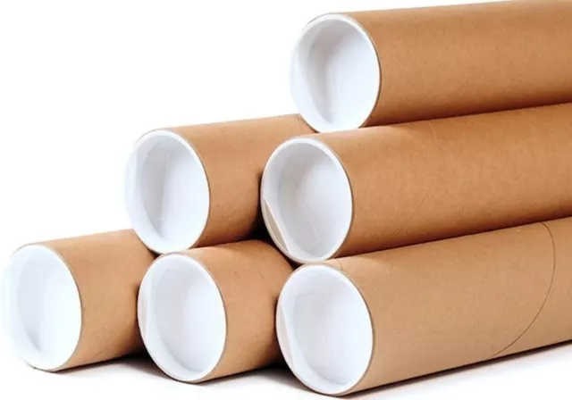 10 - 2" x 15" Round Cardboard Shipping Mailing Tube Tubes With End Caps