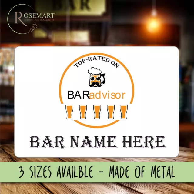 Personalised Bar advisor trip advisor home bar award novelty sign plaque notice