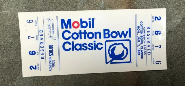 1989 Cotton Bowl Full Ticket UCLA v Arkansas Troy Aikman last game NMT